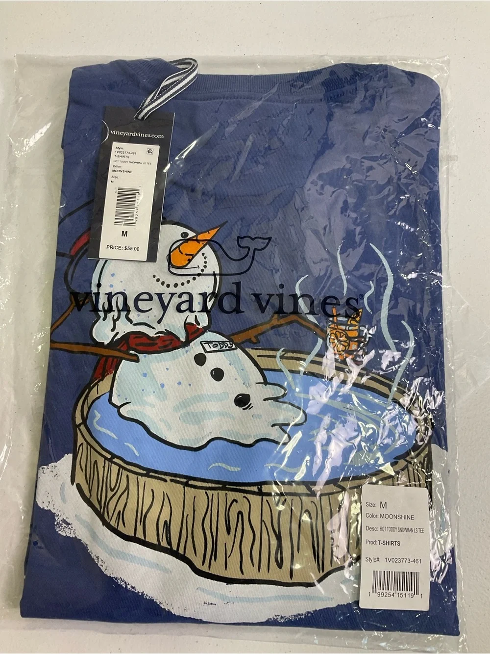 Vineyard Vines “Hot Toddy Snowman“ Pocket Long Sleeve Tee - Moonshine